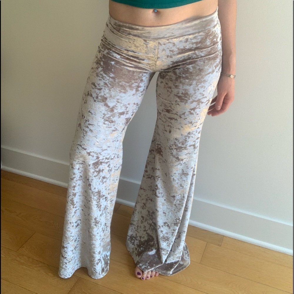 Crushed Velvet Stretchy Wide Leg Bell Bottoms